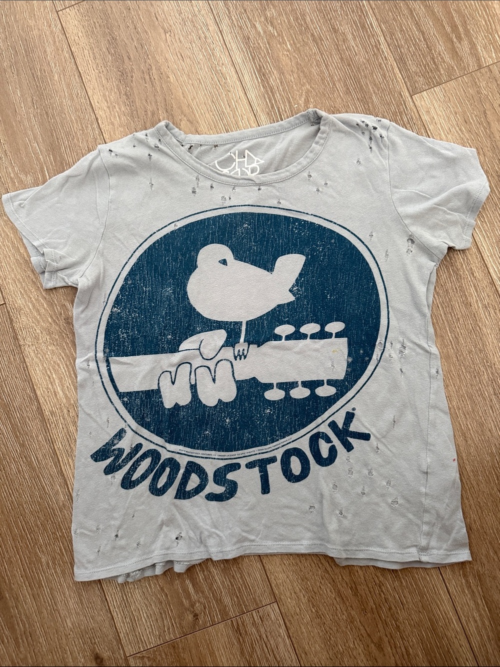 Chaser Light Gray Woodstock Bird Tee with Navy Graphic
